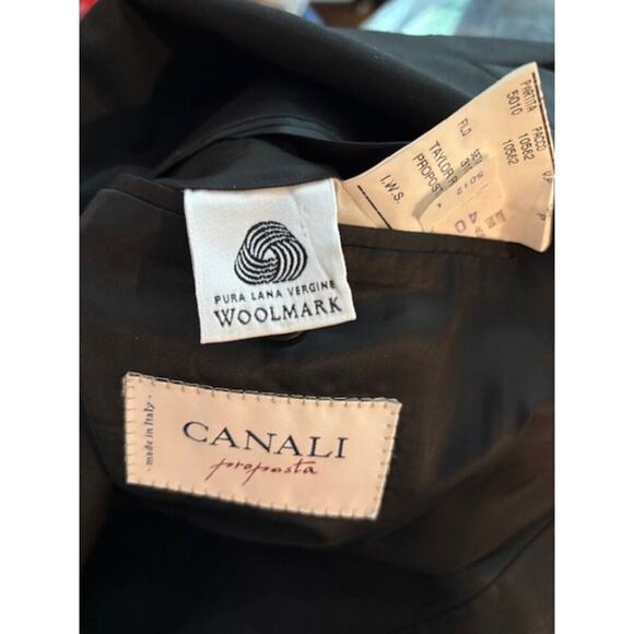 Canali Blazer 40L US (50L EU) Double Breasted Suit Jacket 100% Wool Black Italy - Picture 6 of 14